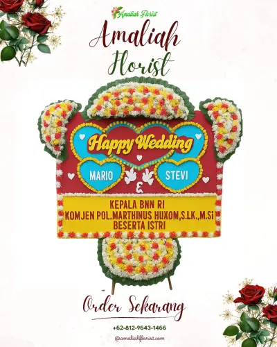 Karangan Papan Bunga Pernikahan di Tegallinggah